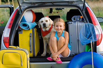 Car loaded up for trip when renting a car