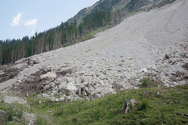 Large hill landslide